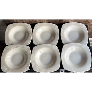 (Set of 6) 222 Fifth "Alice‎ PlatInum" 8 5/8" Square Rim Soup Bowls